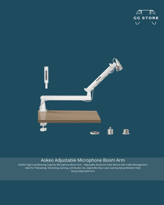 Aokeo Adjustable Microphone Boom Arm-White