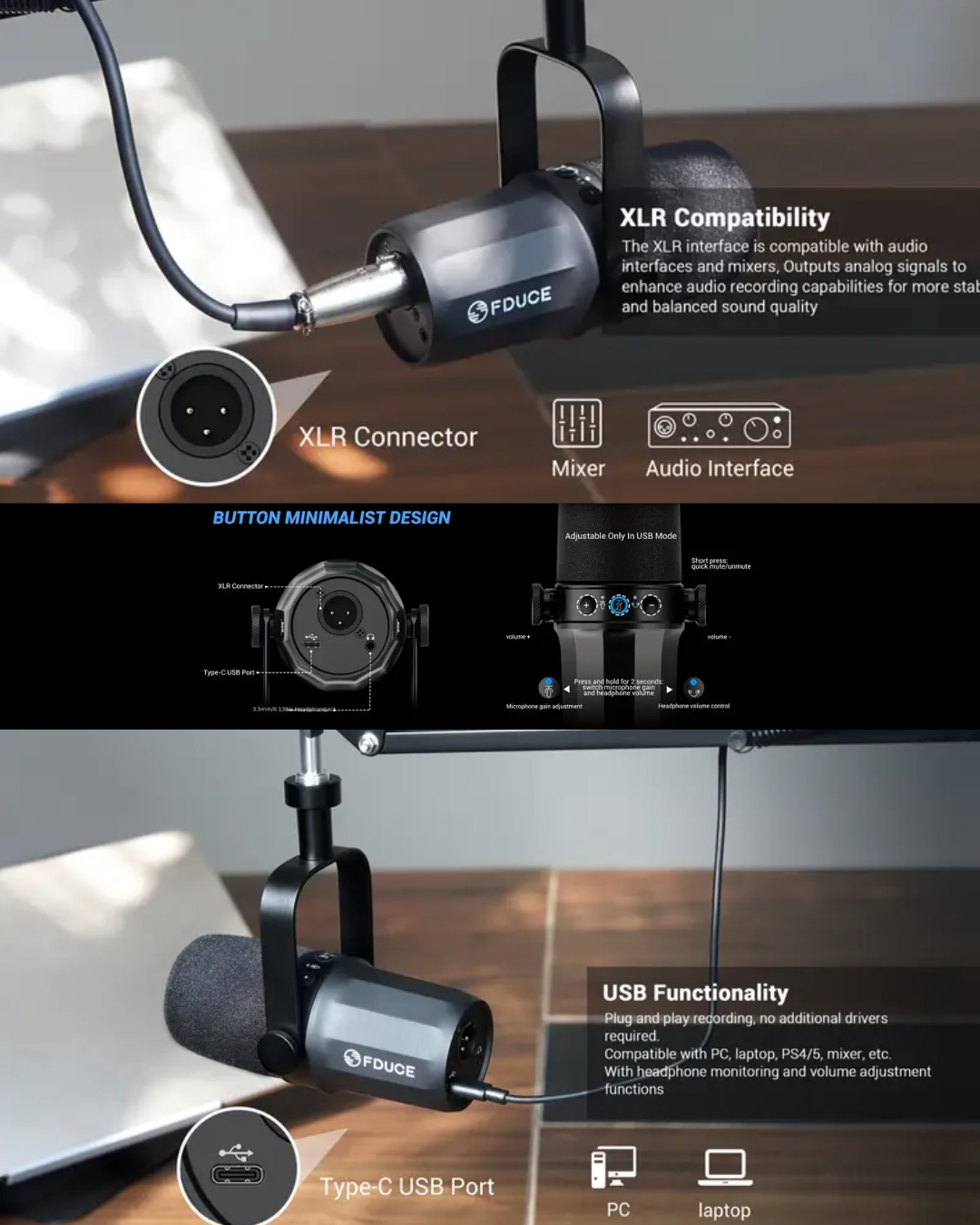 FDUCE SL40+ Dynamic Microphone kit-Black