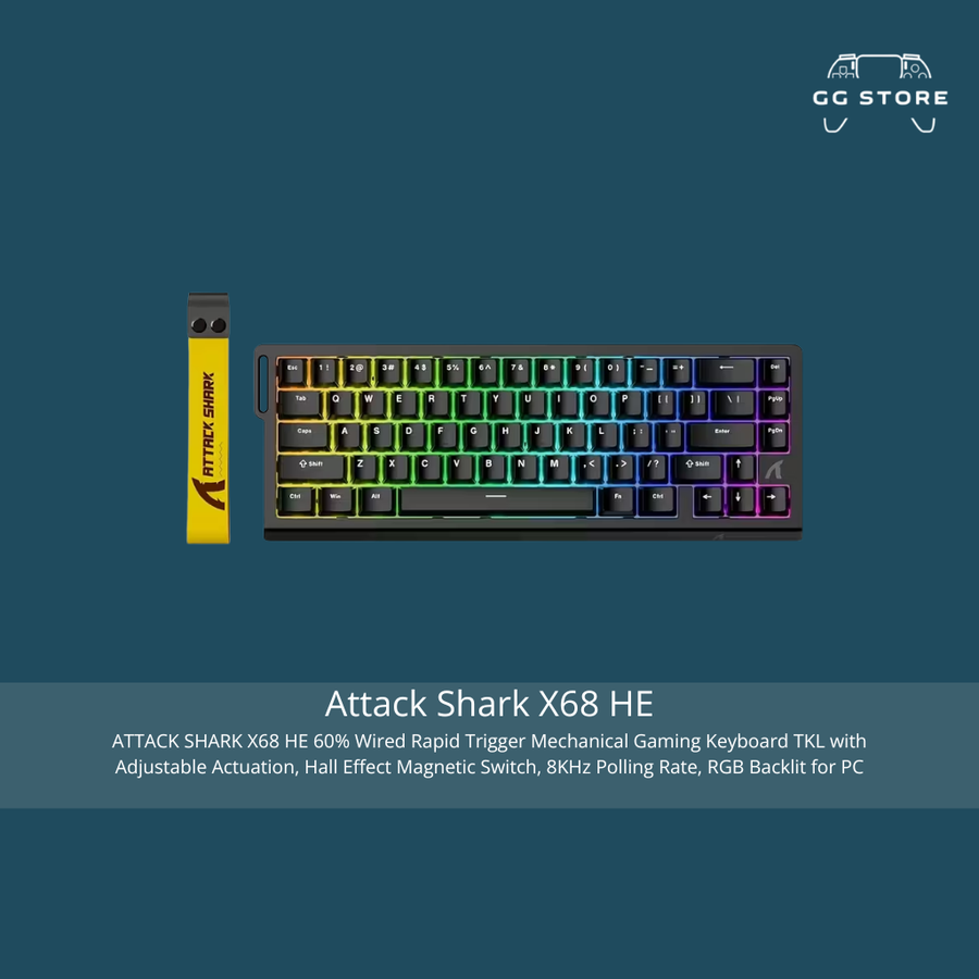 لوحة مفاتيح Attack Shark X68 HE Magnetic Switch - أسود