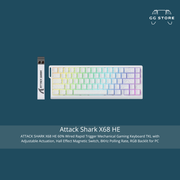 لوحة مفاتيح Attack Shark X68 HE بمفاتيح مغناطيسية - خط أبيض