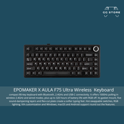 EPOMAKER X AULA F75 Ultra Wireless Mechanical Keyboard - Transparent Black