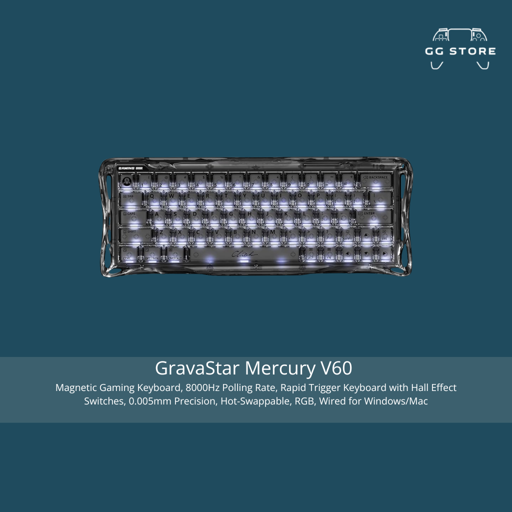 لوحة مفاتيح GravaStar Mercury V60 Magnetic Switch - أونيكس كريستال