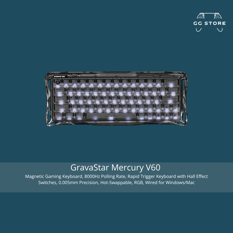لوحة مفاتيح GravaStar Mercury V60 Magnetic Switch - أونيكس كريستال