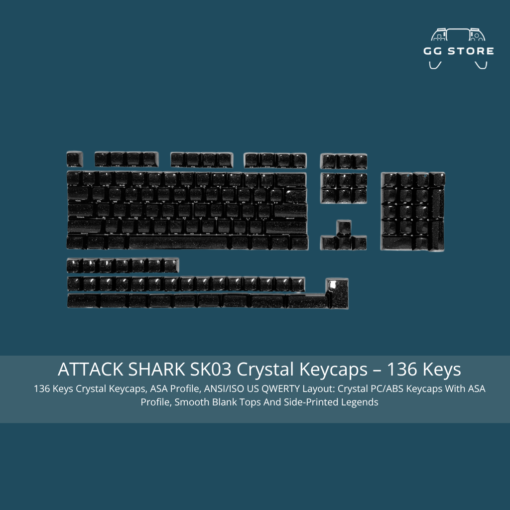 ATTACK SHARK SK03 Crystal Keycaps 136 Keys - Black