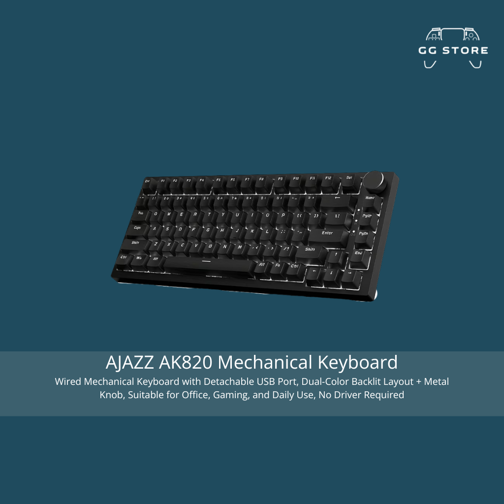 لوحة مفاتيح ميكانيكية AJAZZ AK820 - إضاءة مفردة سوداء