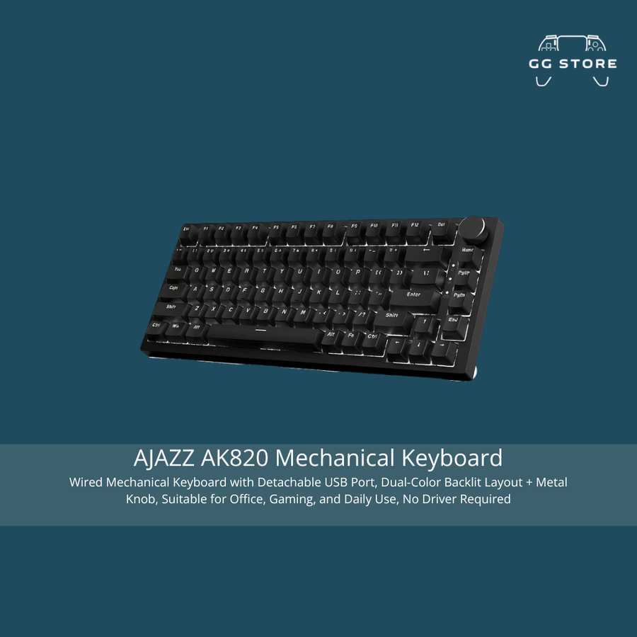 لوحة مفاتيح ميكانيكية AJAZZ AK820 - إضاءة مفردة سوداء