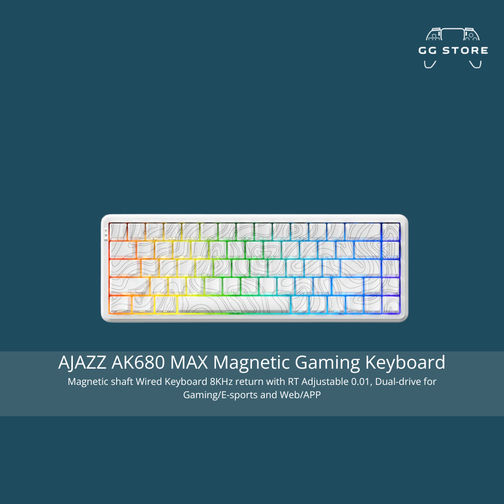 لوحة مفاتيح الألعاب المغناطيسية AJAZZ AK680 MAX مستعملة - خط أبيض - حالة جيدة مُستعمَلة