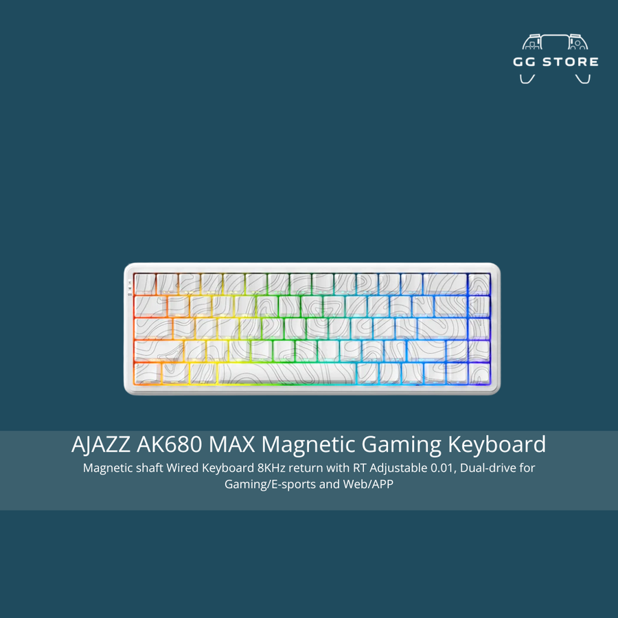 لوحة مفاتيح الألعاب المغناطيسية AJAZZ AK680 MAX مستعملة - خط أبيض - حالة جيدة مُستعمَلة