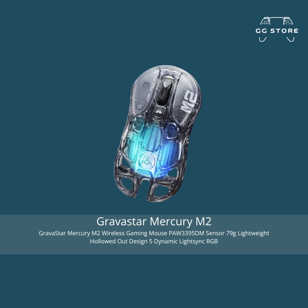 ماوس الألعاب اللاسلكي Gravastar Mercury M2 - أسود شفاف