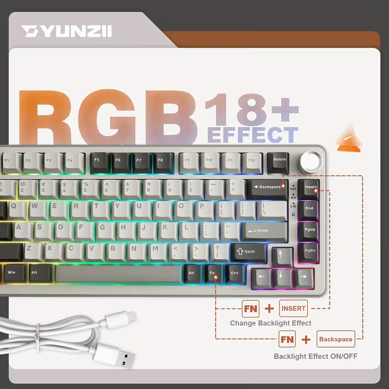 YUNZII B75 Pro Mechanical Keyboard - Grey