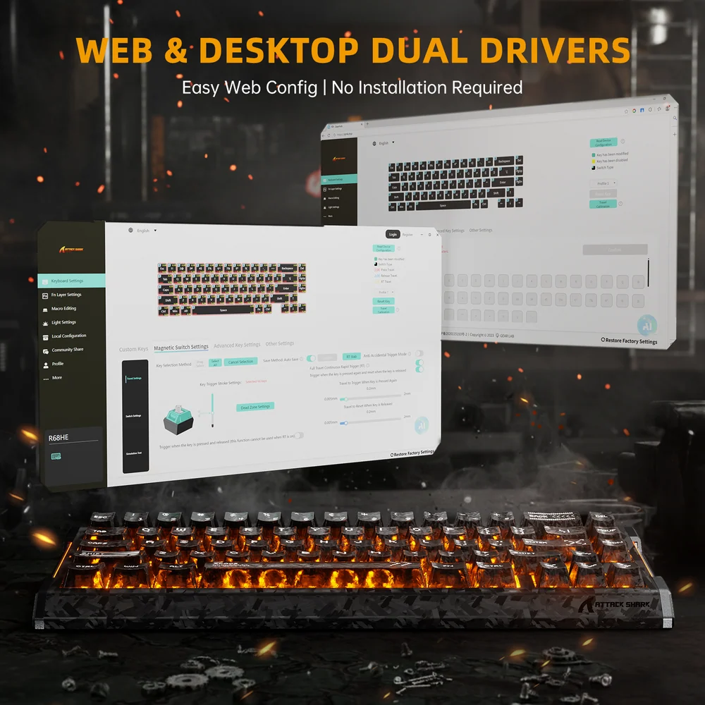 ATTACK SHARK R68 HE Magnetic Gaming Keyboard - Ink Shade