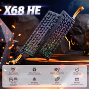 لوحة مفاتيح Attack Shark X68 HE بمفاتيح مغناطيسية - خط أسود