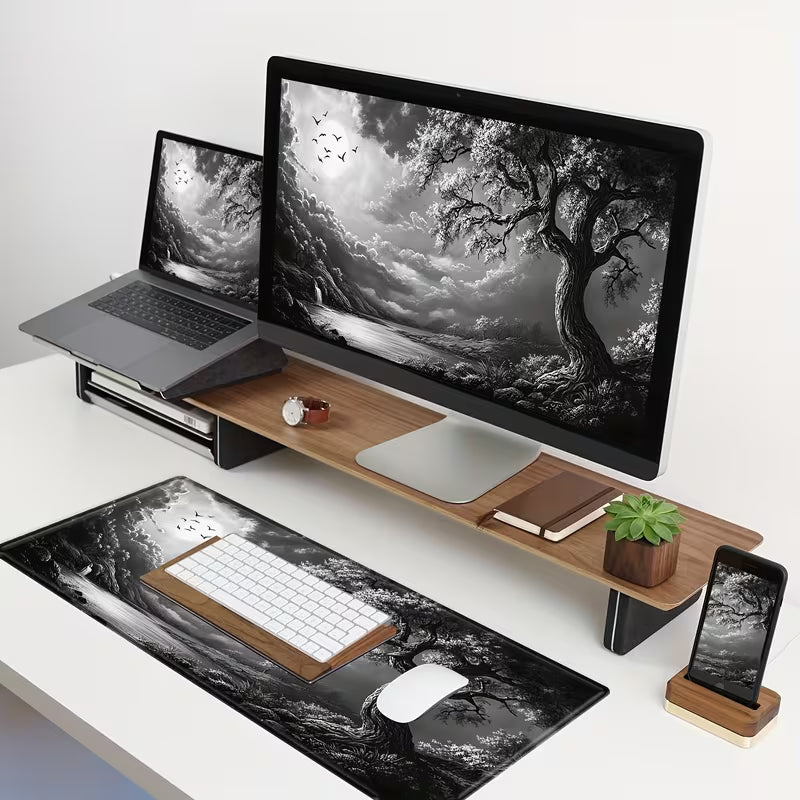 BHJLAXR Grey Tree Gaming Mouse Pad