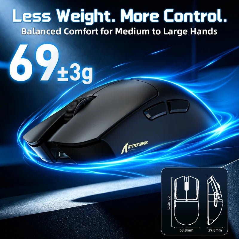 ماوس الألعاب اللاسلكي ATTACK SHARK X11 PRO V2 - أسود