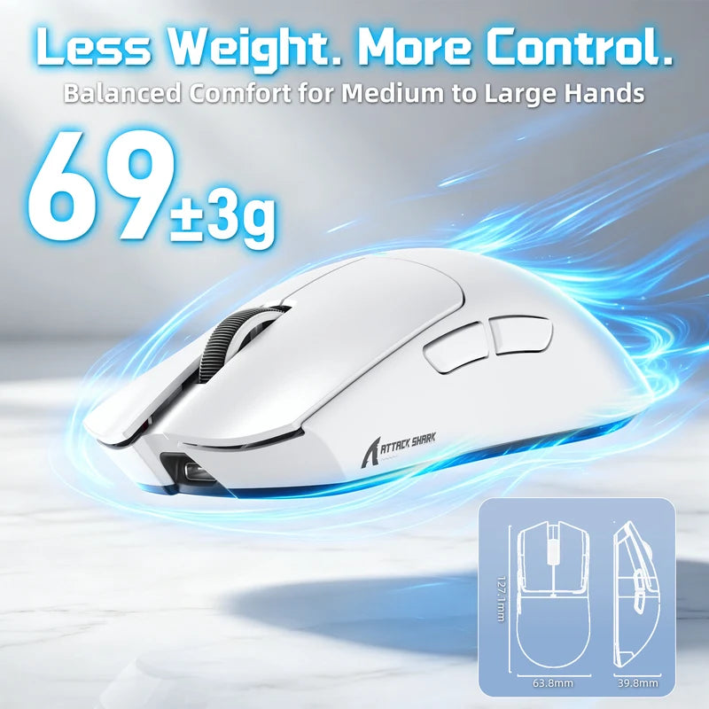 ATTACK SHARK X11 PRO V2 Wireless Gaming Mouse - White