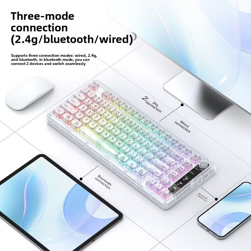 لوحة مفاتيح Key On Fly F82 ثلاثية الأوضاع وشفافة