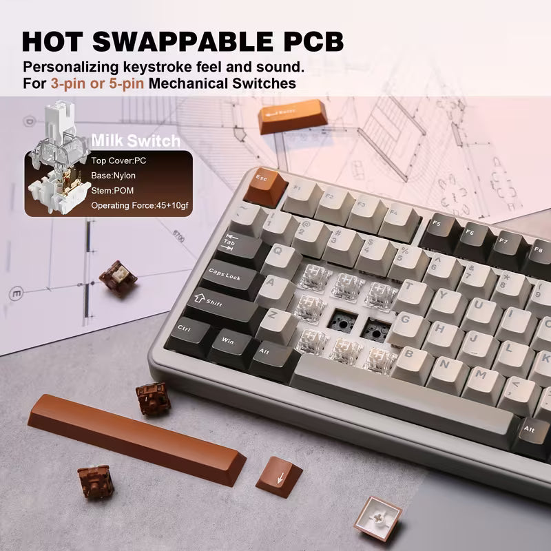 YUNZII B75 Pro Mechanical Keyboard - Grey