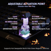 لوحة مفاتيح Attack Shark X68 HE بمفاتيح مغناطيسية - خط أسود