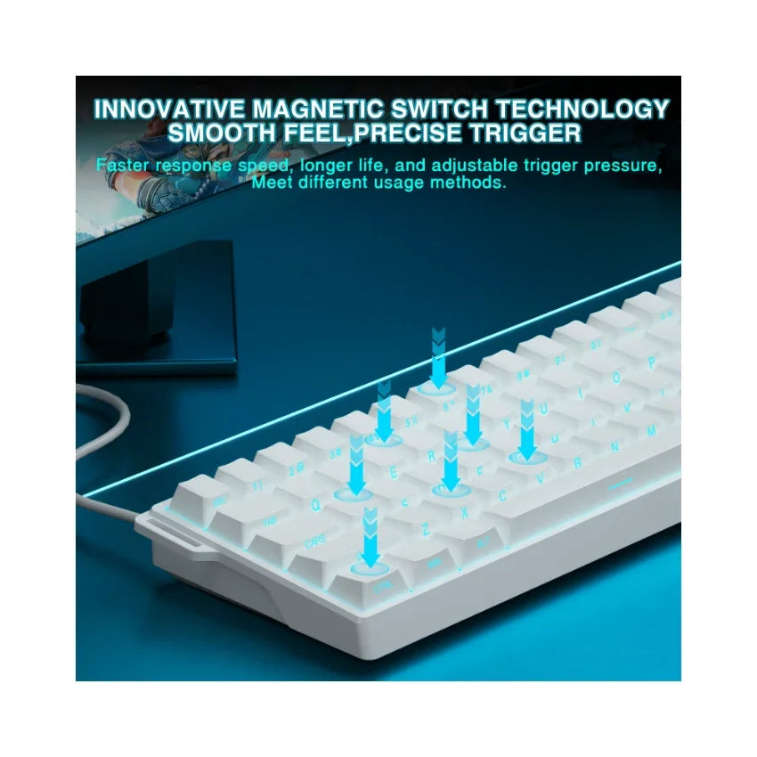 AULA WIN60 HE Wired Magnetic Gaming Keyboard- White