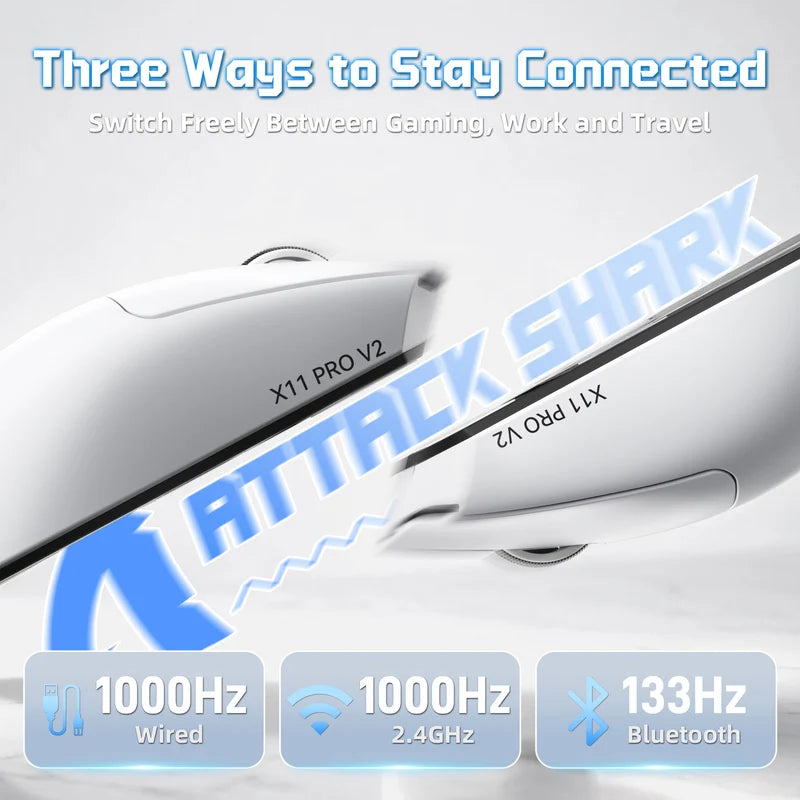 ATTACK SHARK X11 PRO V2 Wireless Gaming Mouse - White