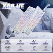 لوحة مفاتيح Attack Shark X68 HE بمفاتيح مغناطيسية - خط أبيض