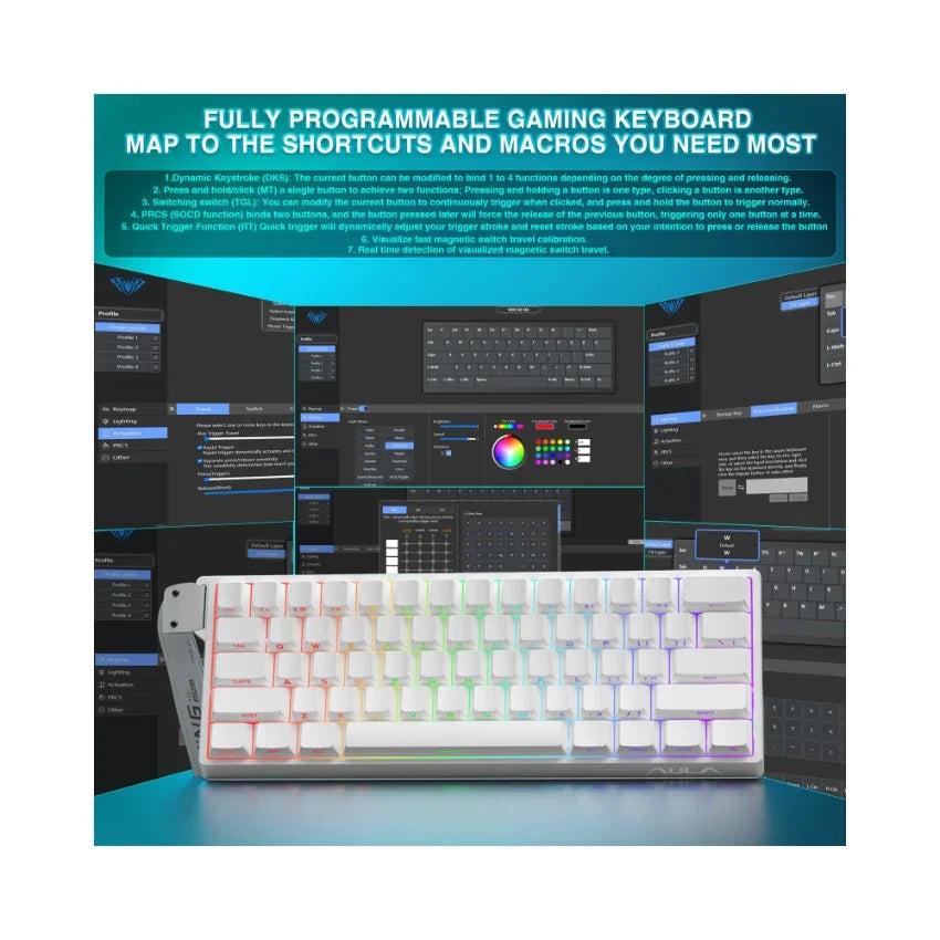 AULA WIN60 HE Wired Magnetic Gaming Keyboard- White