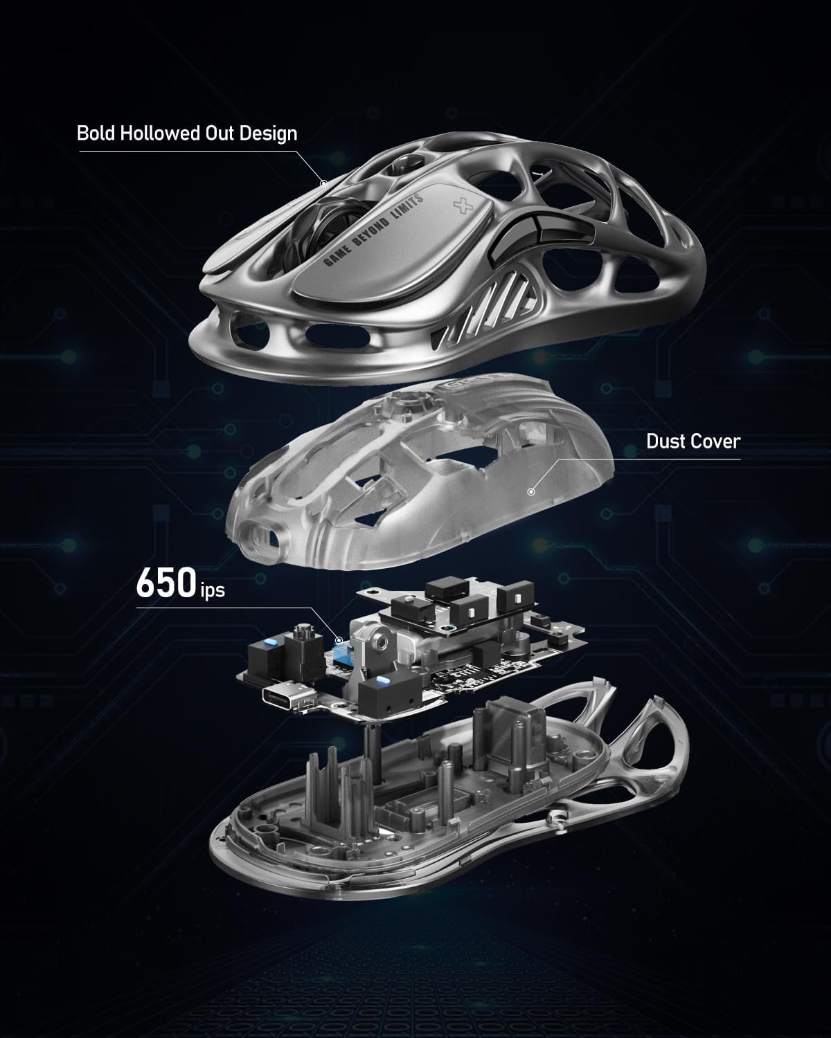 ماوس الألعاب اللاسلكي GravaStar Mercury M1 Pro