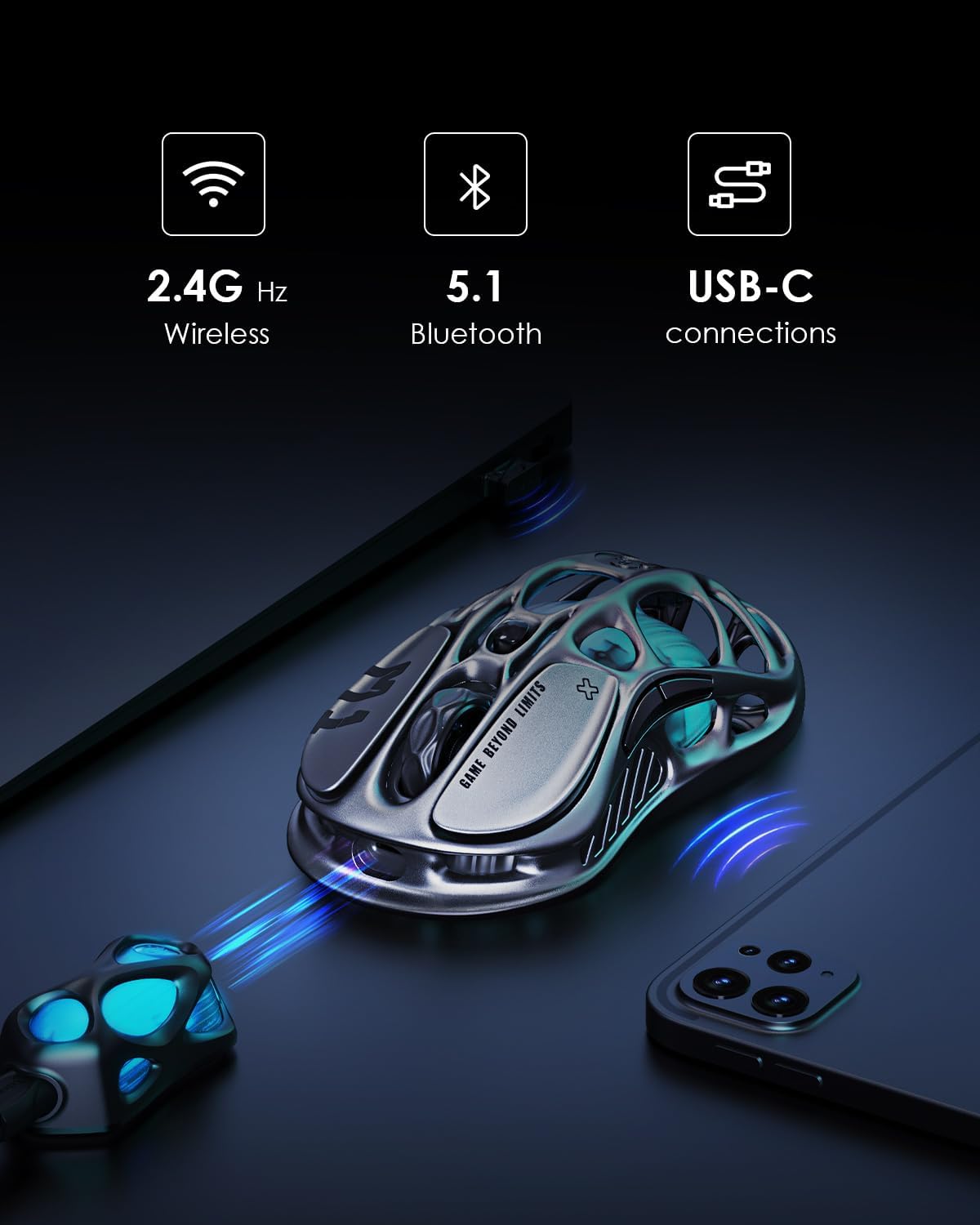 ماوس الألعاب اللاسلكي GravaStar Mercury M1 Pro