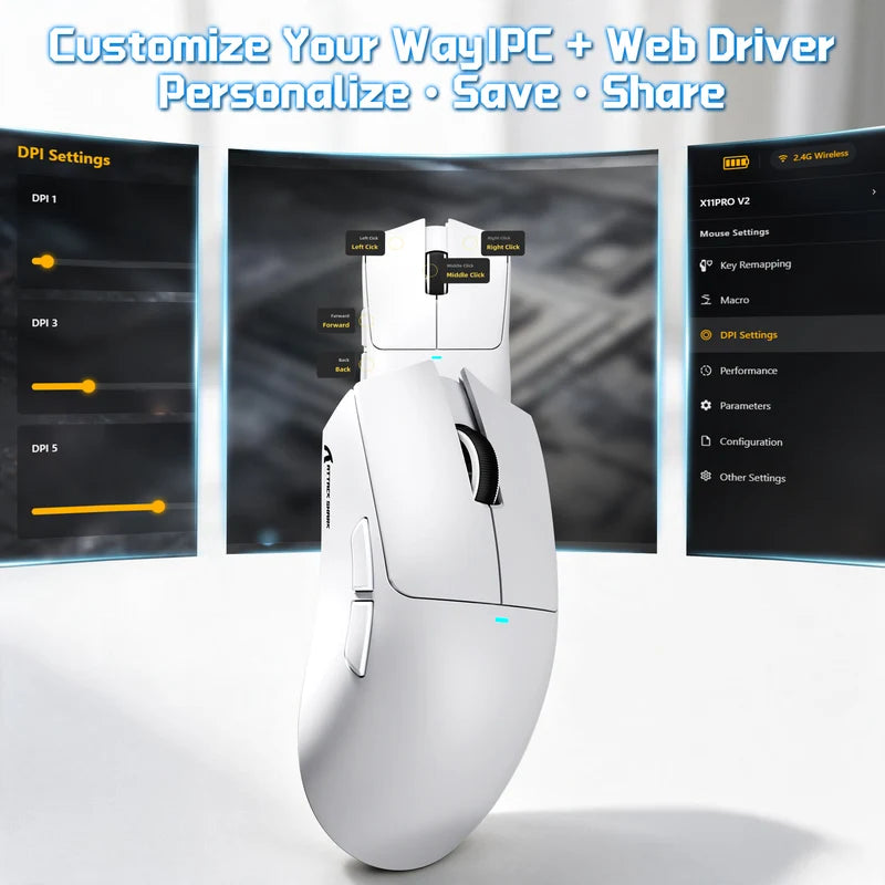 ATTACK SHARK X11 PRO V2 Wireless Gaming Mouse - White