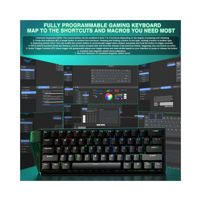 AULA WIN60 HE Wired Magnetic Gaming Keyboard- Black