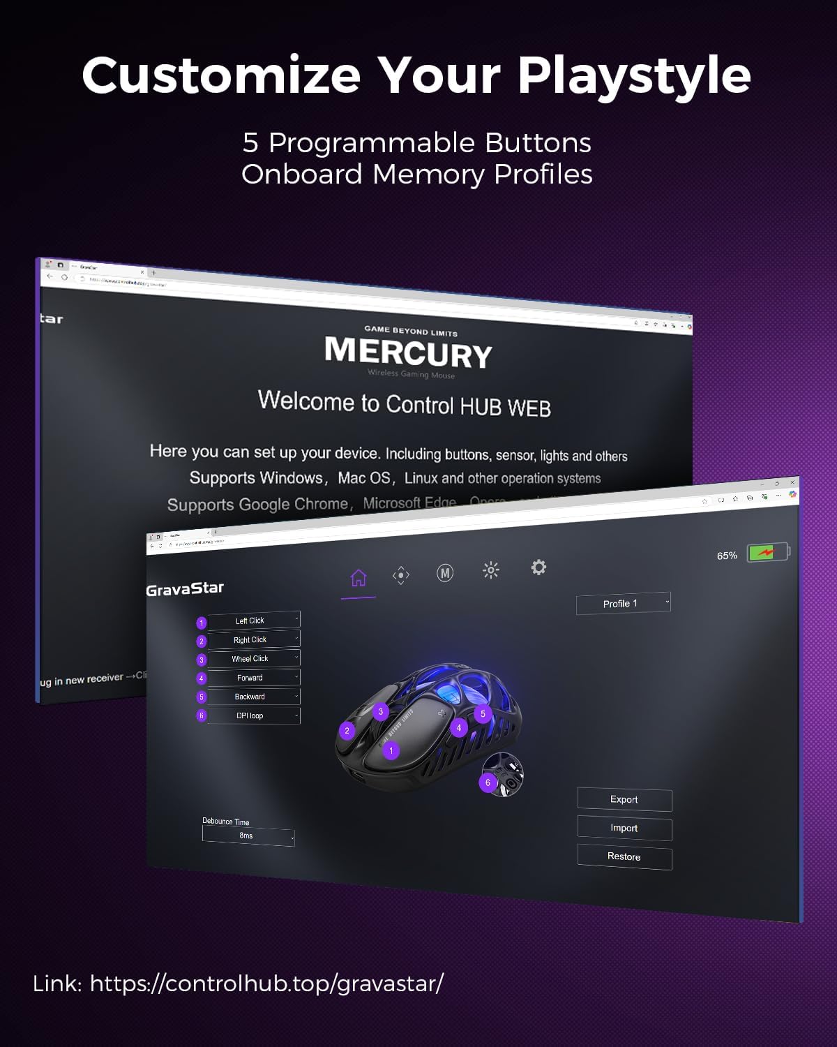 ماوس الألعاب اللاسلكي GravaStar Mercury X