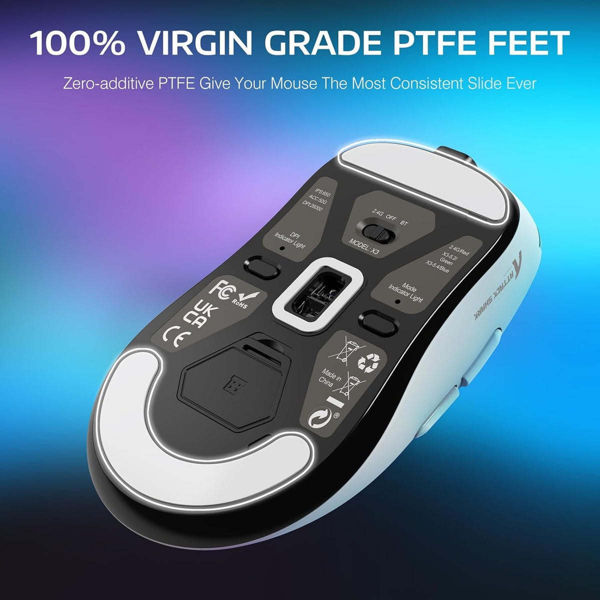 ATTACK SHARK X3 PRO 8K Wireless Mouse - White