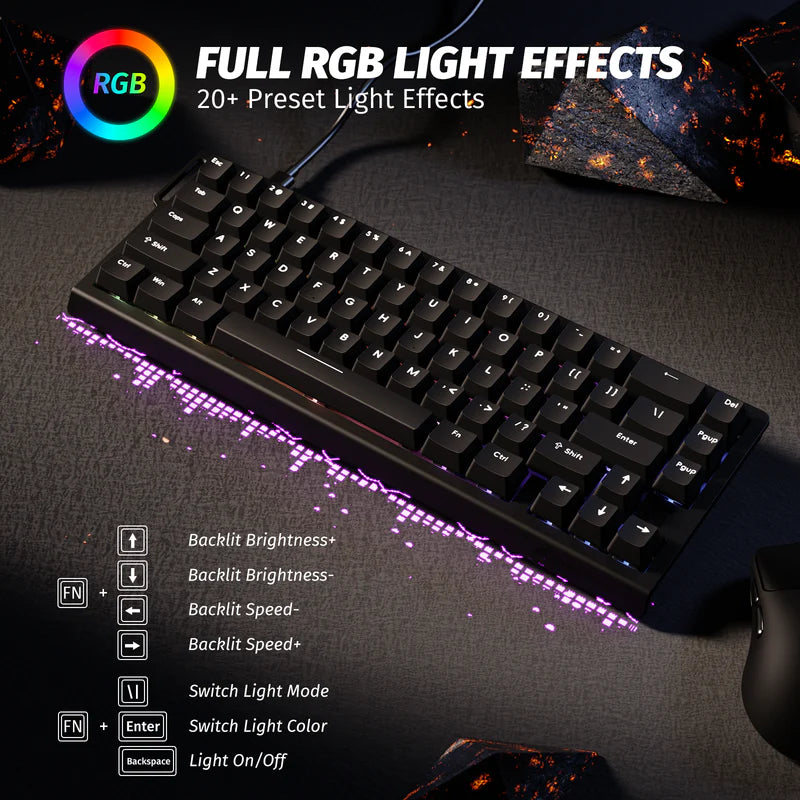 لوحة مفاتيح Attack Shark X68 HE Magnetic Switch - أسود
