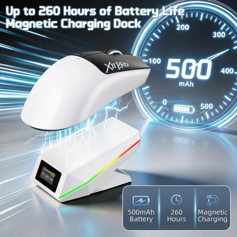 ATTACK SHARK X11 PRO V2 Wireless Gaming Mouse - White & Black