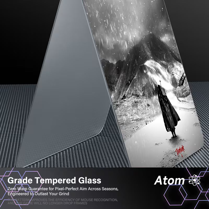 Atom “Born for Victory” Tempered Glass Gaming Mouse Pad