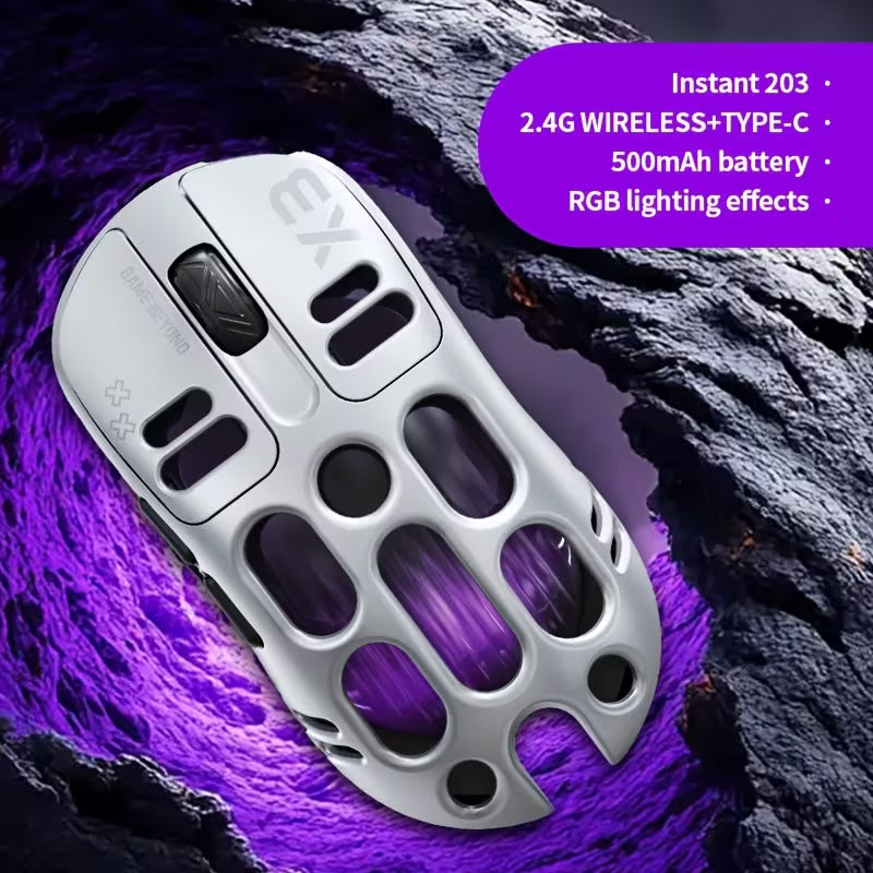 ماوس الألعاب اللاسلكي T-Wolf X3 ثلاثي الأوضاع RGB - فضي