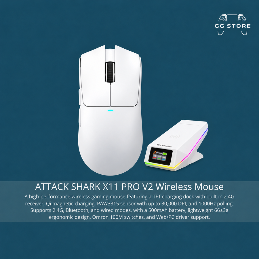 ATTACK SHARK X11 PRO V2 Wireless Gaming Mouse - White
