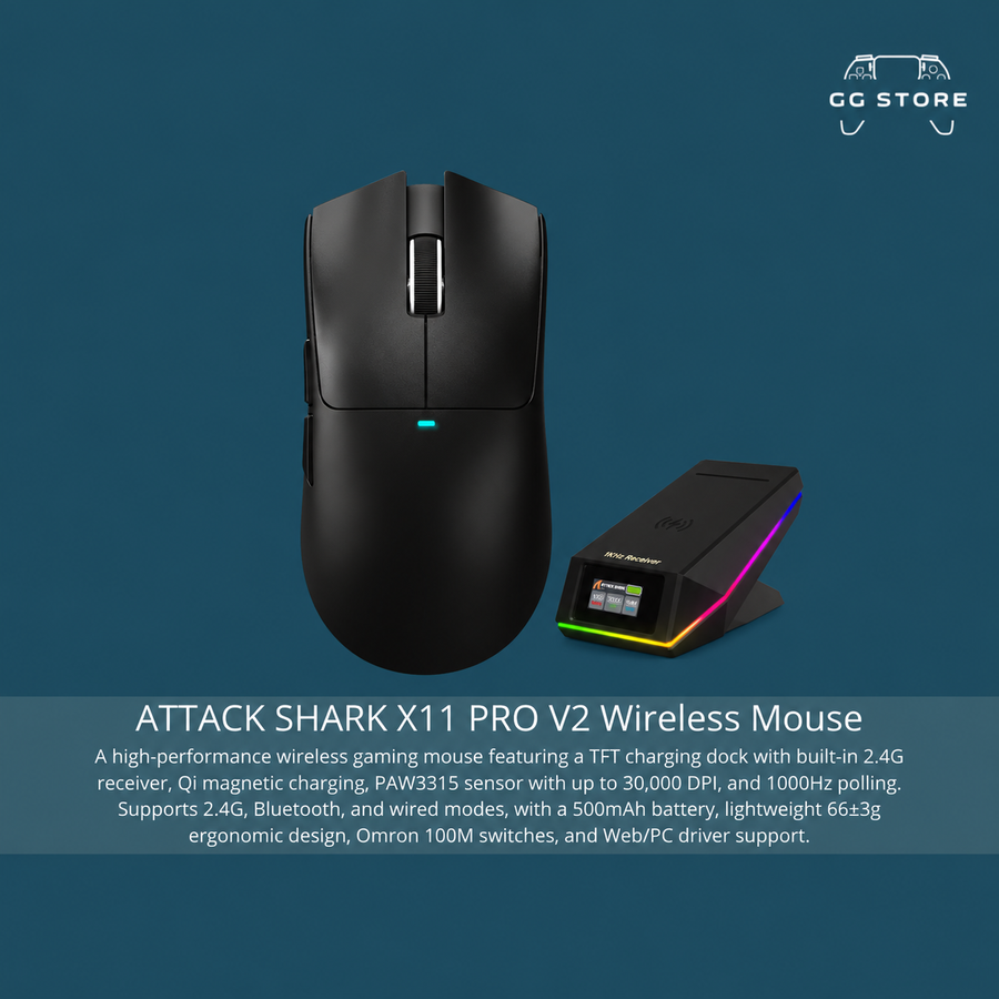 ماوس الألعاب اللاسلكي ATTACK SHARK X11 PRO V2 - أسود