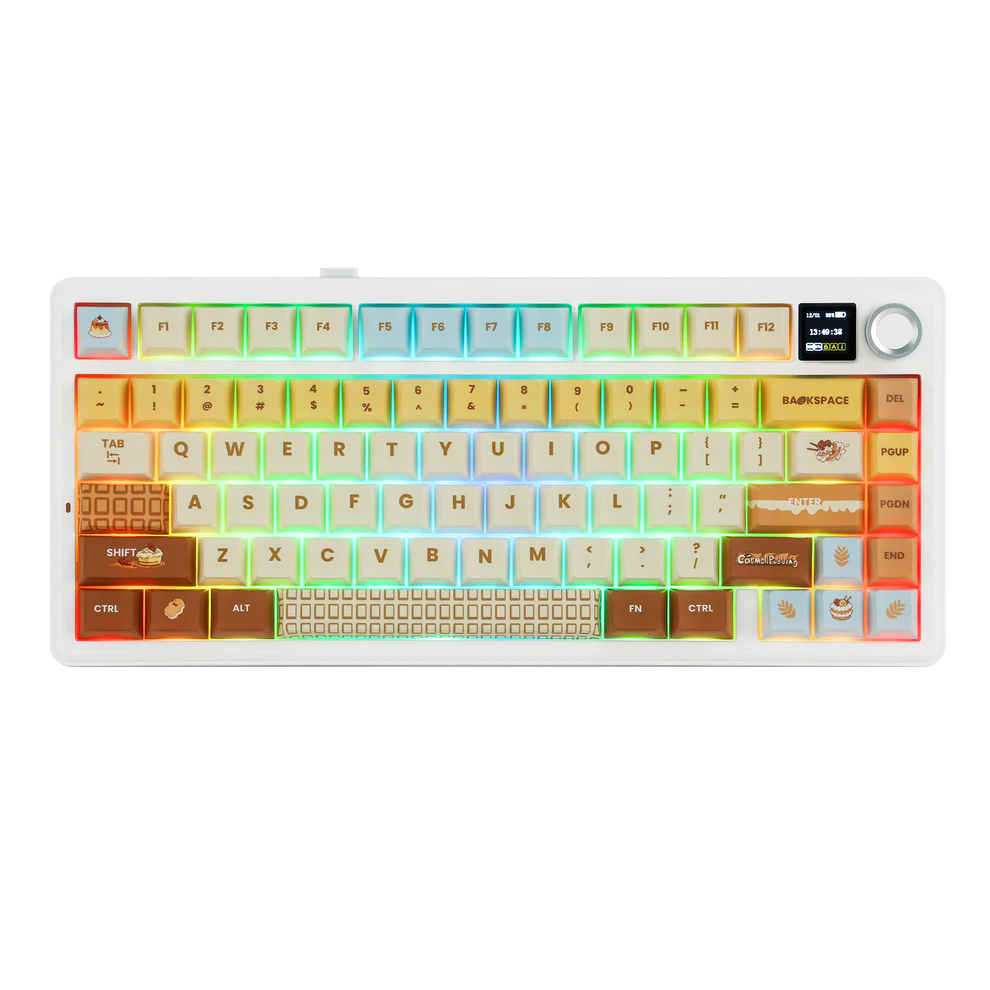 لوحة المفاتيح الميكانيكية اللاسلكية EPOMAKER X AULA F75 MAX - بودنغ الكراميل