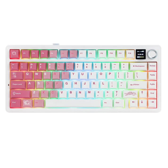 EPOMAKER X AULA F75 MAX Wireless Mechanical Keyboard - Pink & White