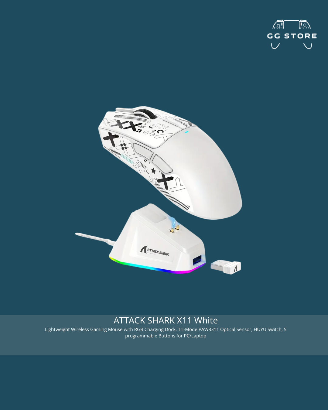 ATTACK SHARK X11 Wireless Gaming Mouse - White – GG Store