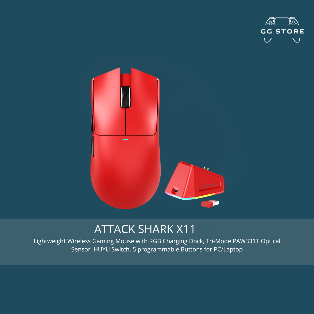 ماوس الألعاب اللاسلكي Attack Shark X11 - أحمر