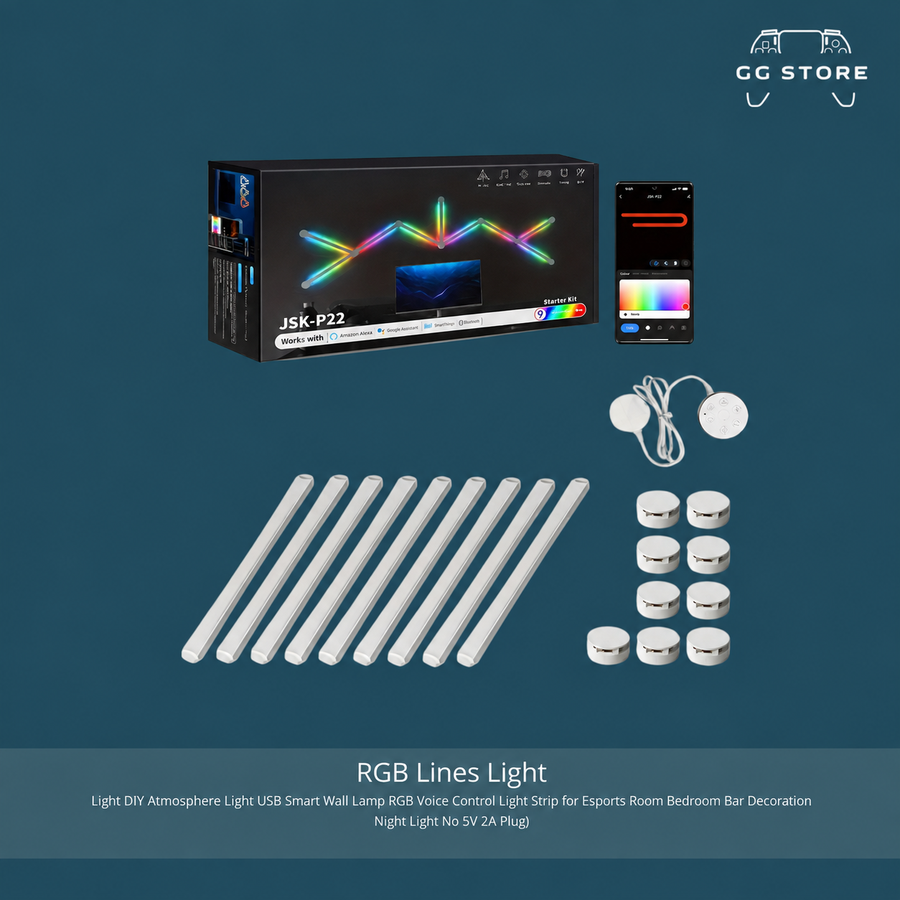 مجموعة إضاءة خطوط RGB - 9 قطع