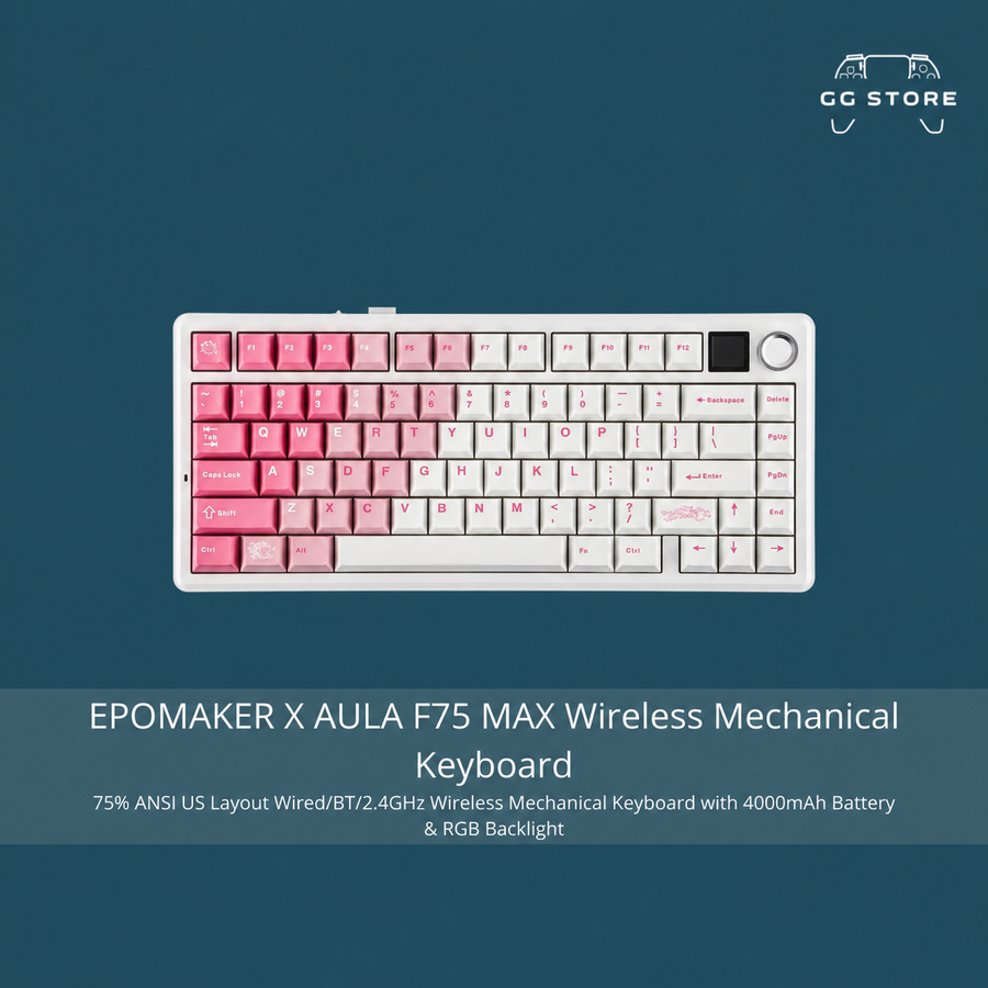EPOMAKER X AULA F75 MAX Wireless Mechanical Keyboard - Pink & White