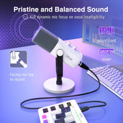 ميكروفون ديناميكي FIFINE AmpliGame AM8 USB/XLR - أبيض