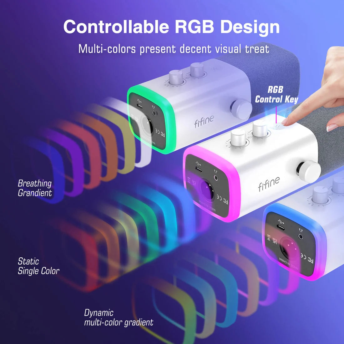 ميكروفون ديناميكي FIFINE AmpliGame AM8 USB/XLR - أبيض