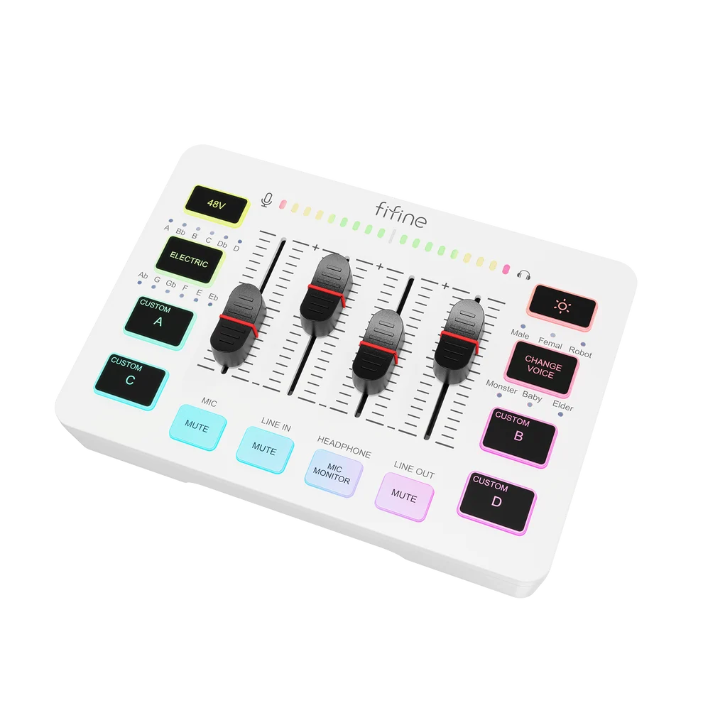 ميكسر صوت للألعاب FIFINE AmpliGame SC3 - أبيض