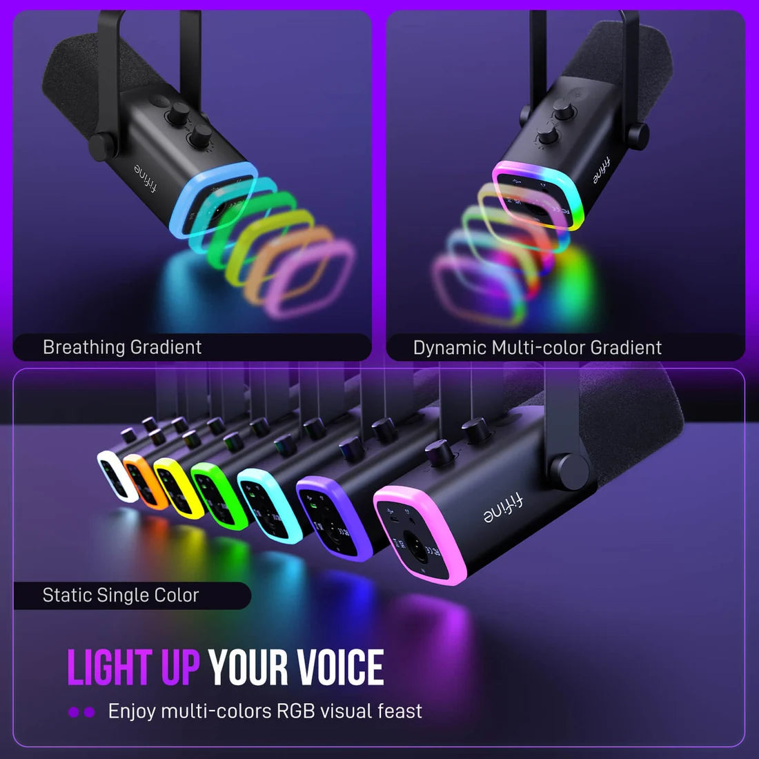 ميكروفون ديناميكي FIFINE AmpliGame AM8 USB/XLR - أسود