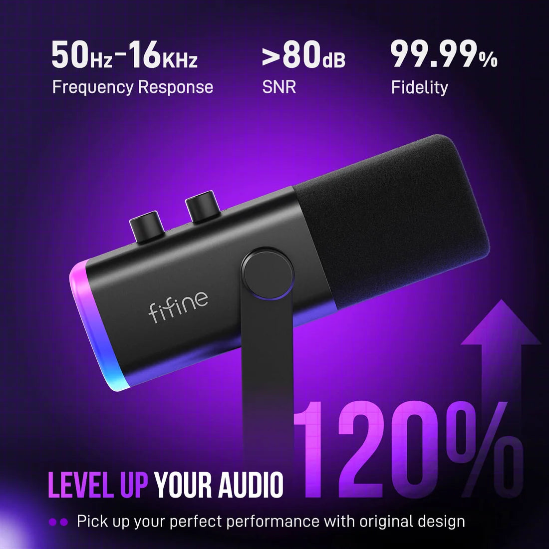ميكروفون ديناميكي FIFINE AmpliGame AM8 USB/XLR - أسود