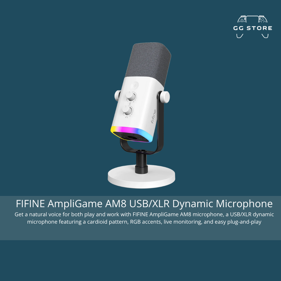 ميكروفون ديناميكي FIFINE AmpliGame AM8 USB/XLR - أبيض